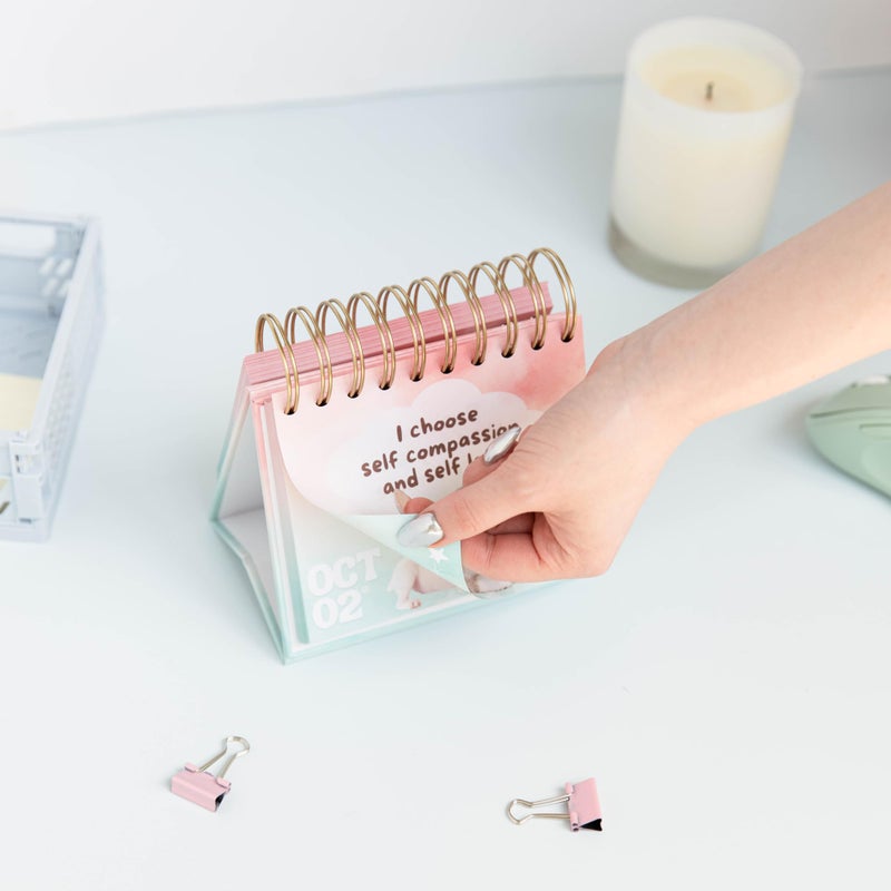 Catchyourdreams Daily Motivational Calendar - Perpetual Flip Calendar with Positive Affirmations to Start Your Day With a Smile - Inspirational Decor Gift for Women Dog Cat Desk Accessories - Image 4